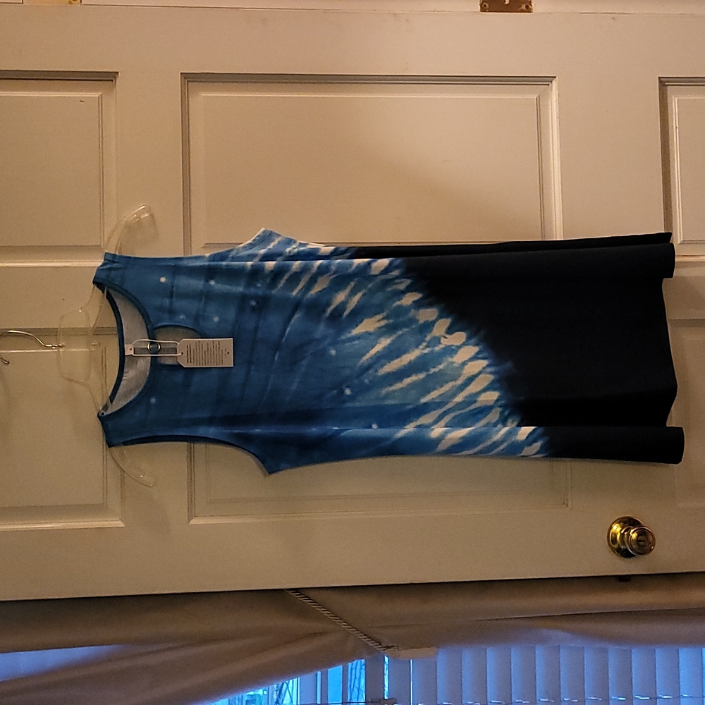 Dress, blue tie dye pattern. Small. New